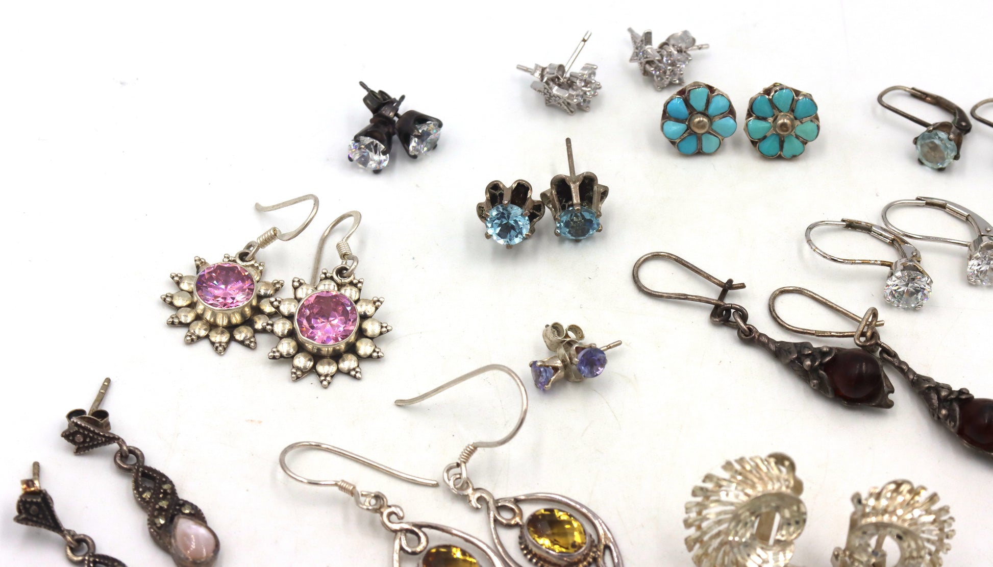 Vintage 925 sterling silver group lot of earrings