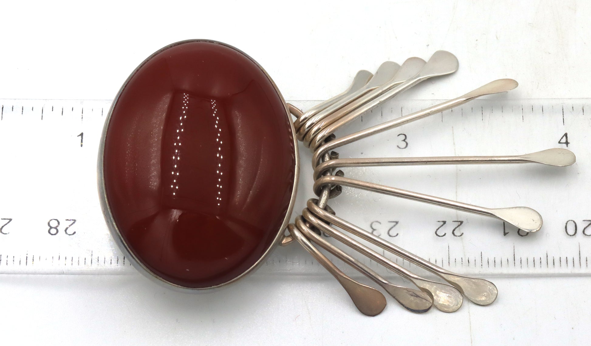 925 Sterling silver Mexico signed Coral pendant brooch