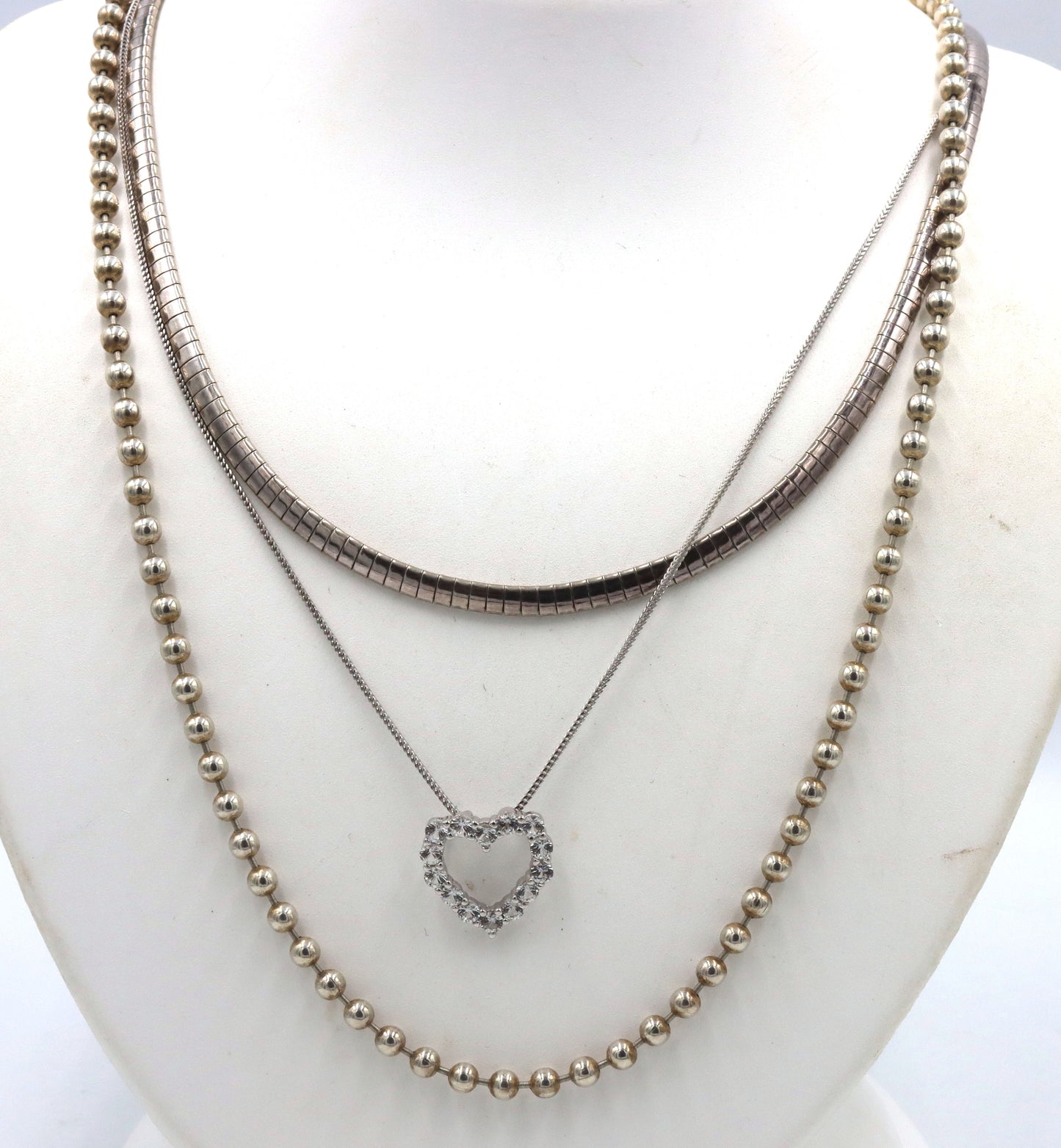 Group lot of 3 vintage 925 sterling silver necklaces