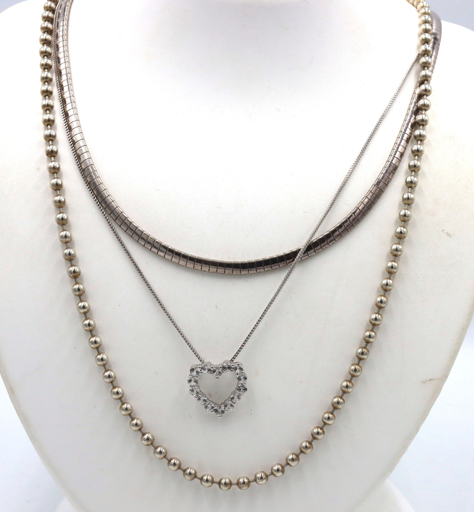 Group lot of 3 vintage 925 sterling silver necklaces