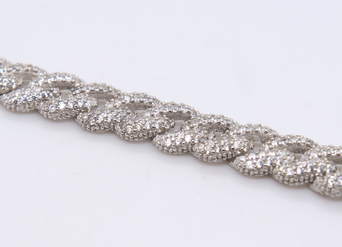 925 Sterling Silver Cubic Zirconia Curb Link Bracelet