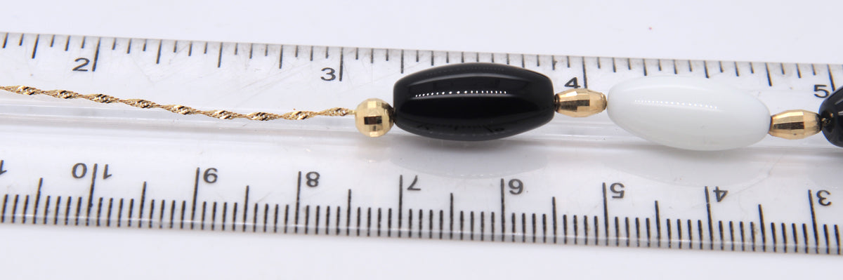 Italian 14KT yellow Gold Black and White Bead Necklace