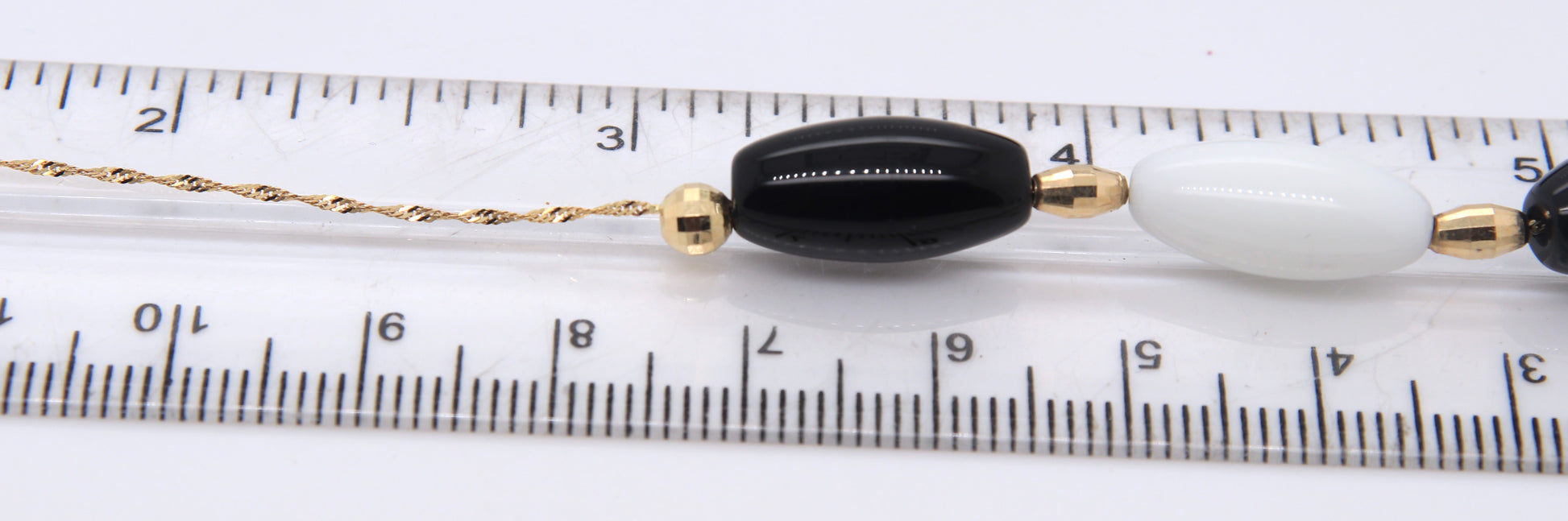 Italian 14KT yellow Gold Black and White Bead Necklace