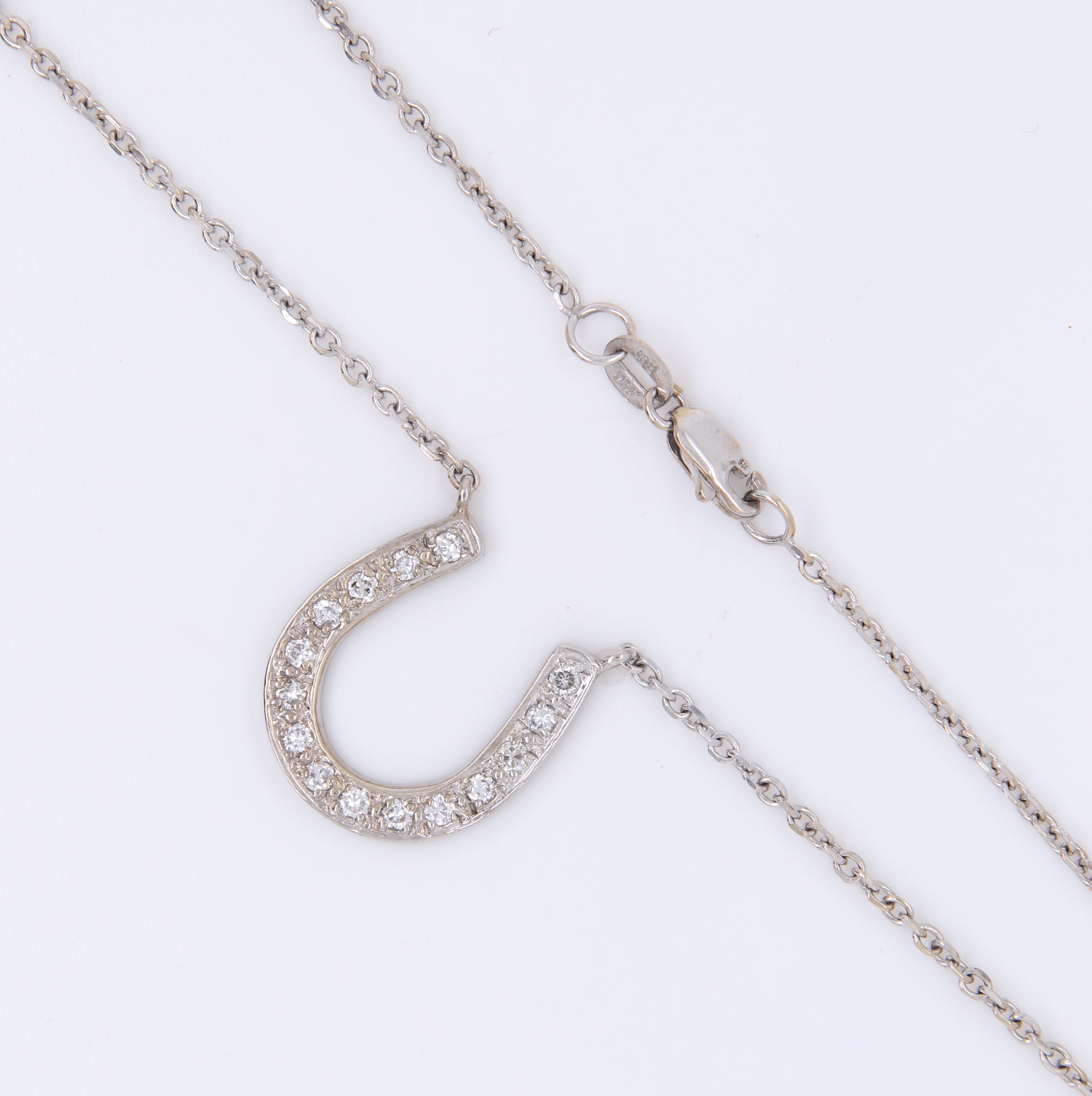 Amazing White Gold Diamond Horseshoe Necklace