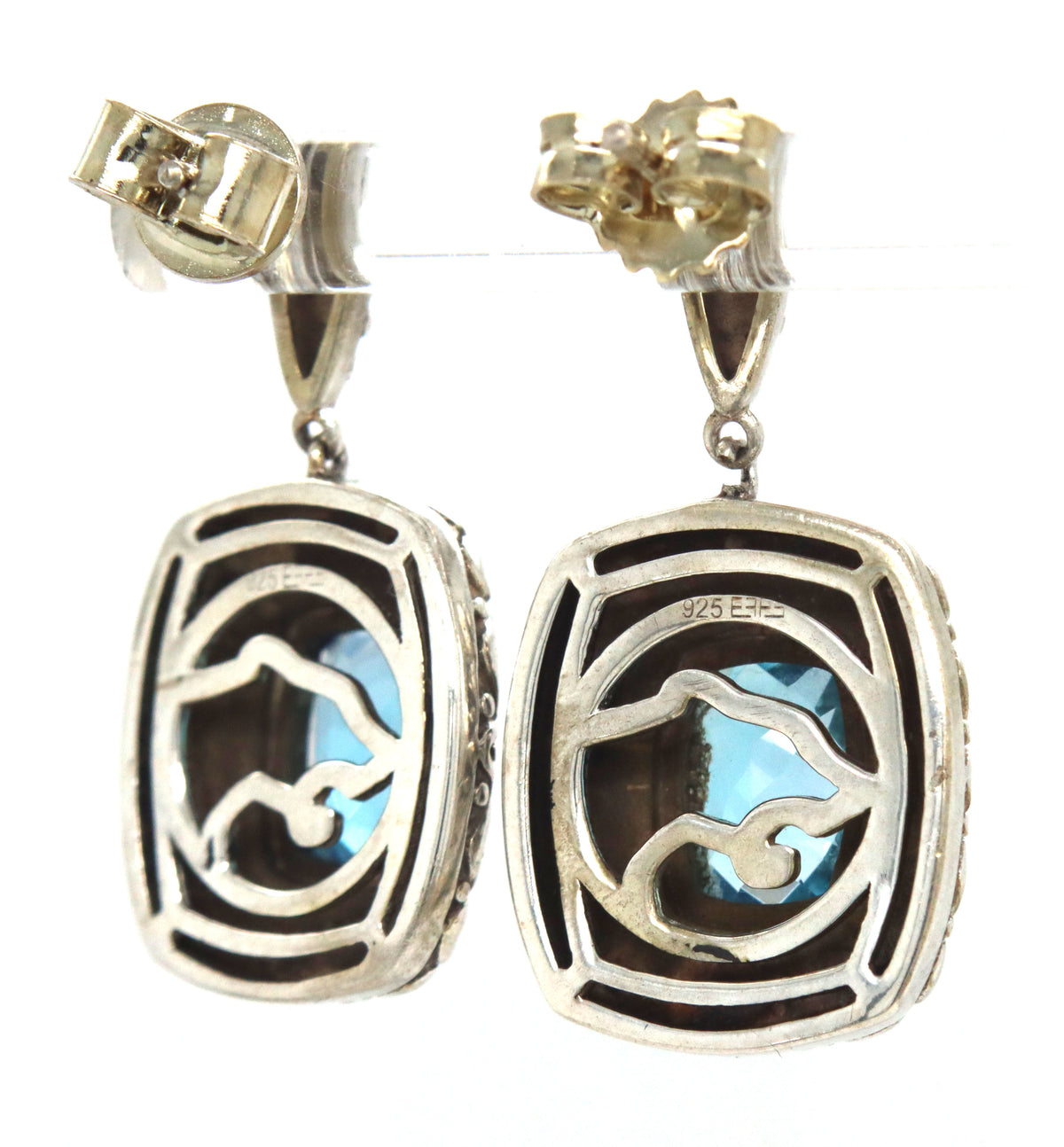 Effy blue topaz dangel earrings in 925 sterling silver