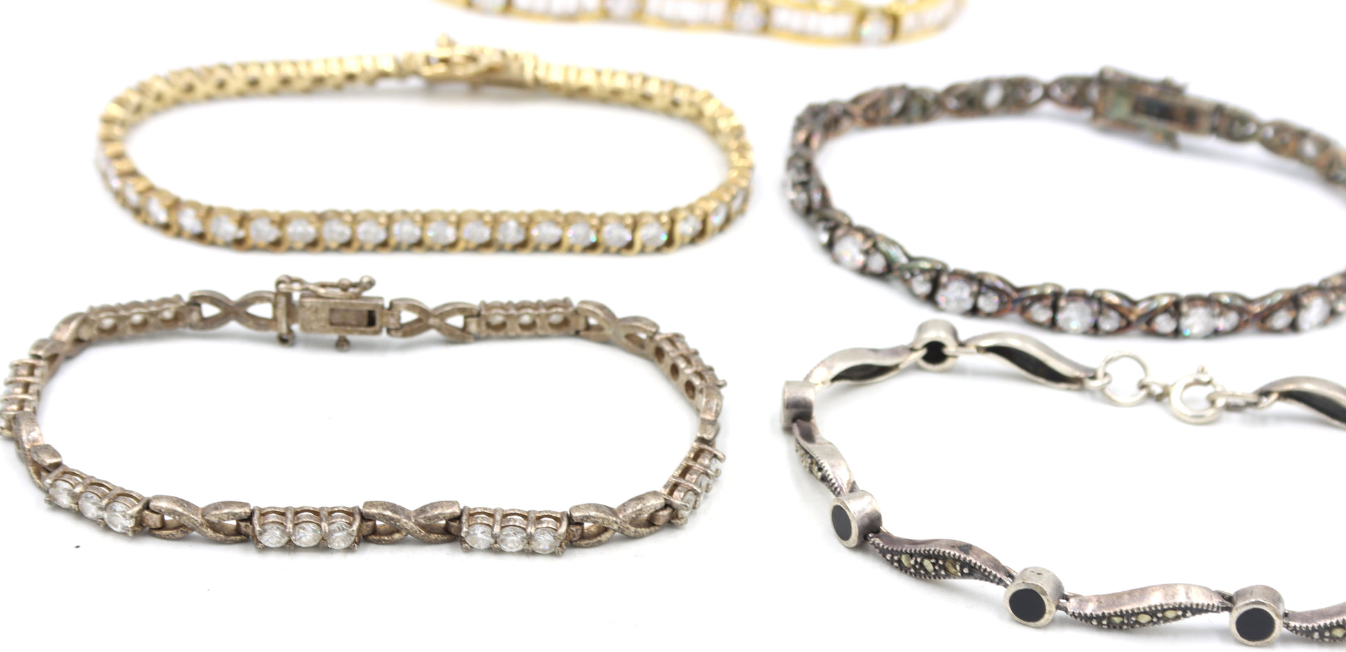 Group lot of 5 Vintage 925 sterling silver bracelets