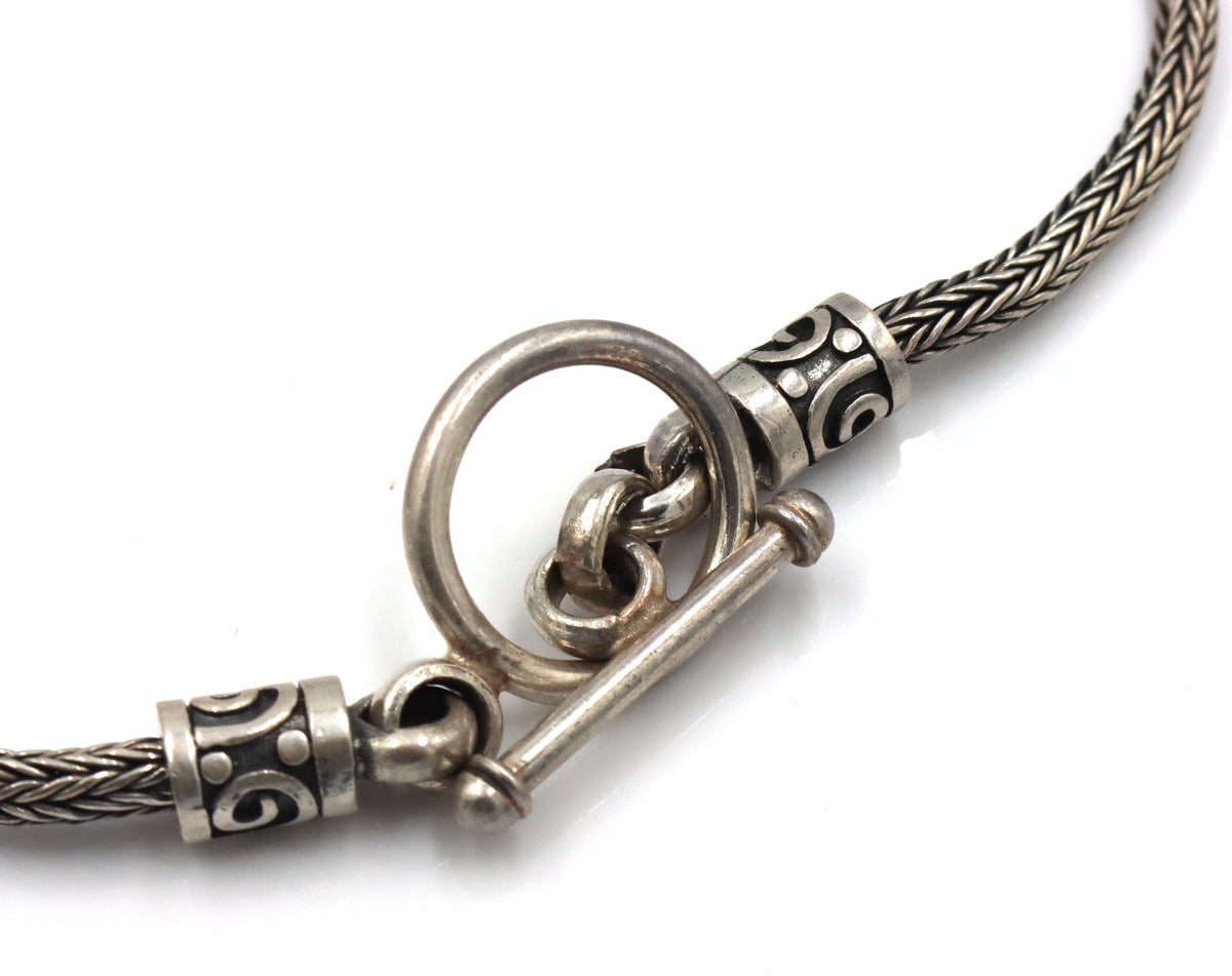 Suarti Bali 925 sterling silver smokey quartz beaded scroll panel necklace