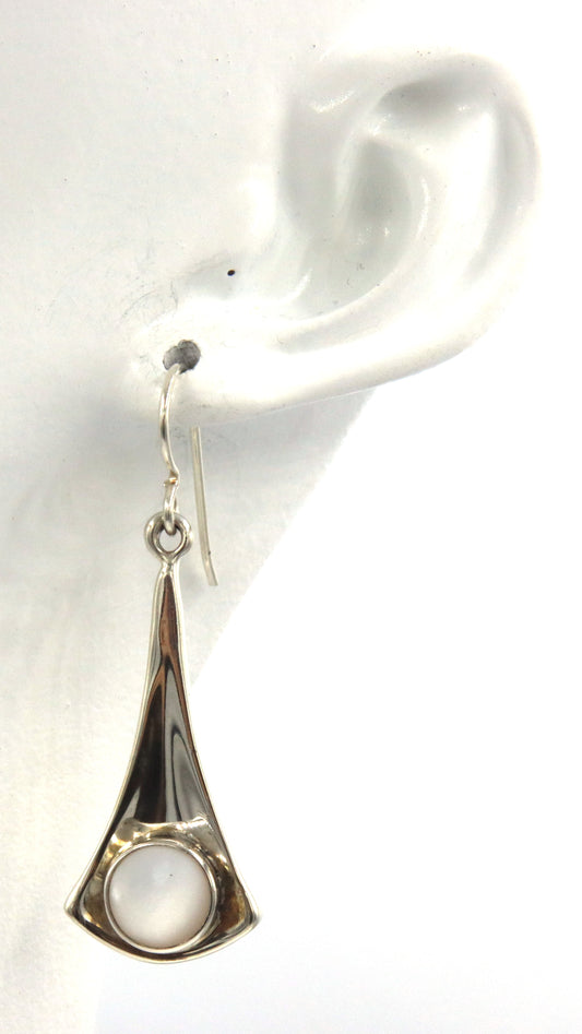 925 Sterling silver Mexico white stone dangle earrings