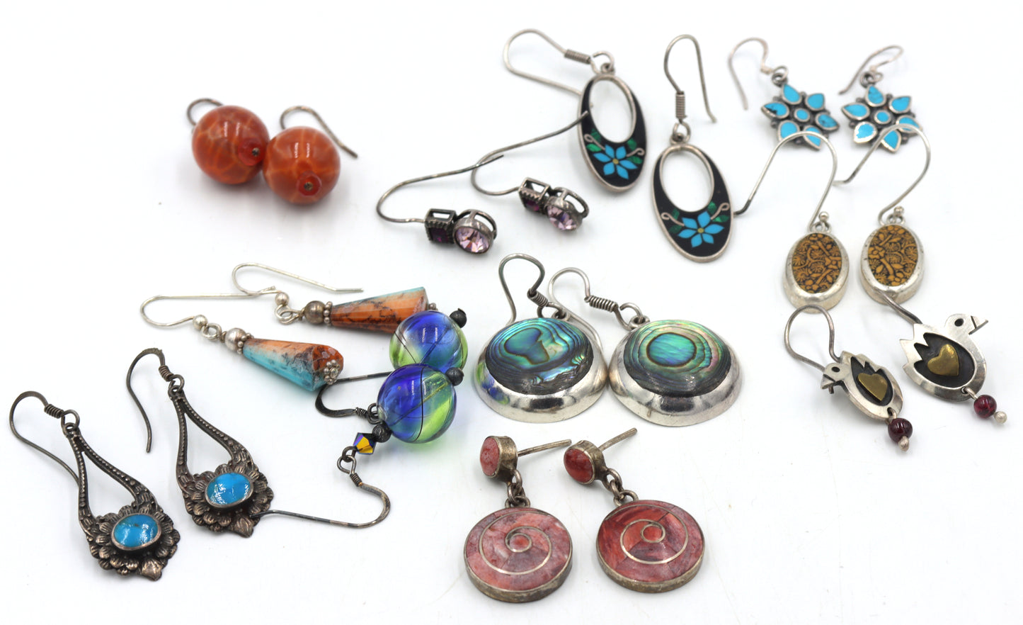 Vintage 925 sterling silver group lot of earrings