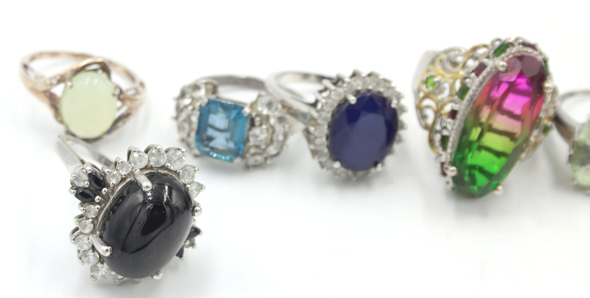 Group lot of 9 Vintage 925 sterling silver rings