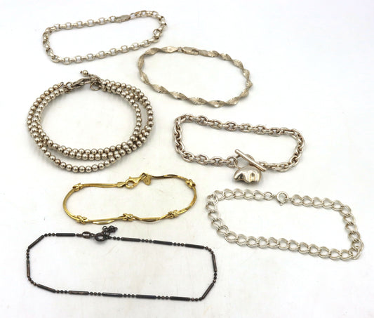 Group lot of 7 Vintage 925 sterling silver bracelets