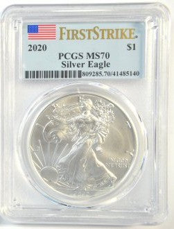 2020 $1 Silver Eagle. PCGS MS70 FIRST STRIKE Flawless