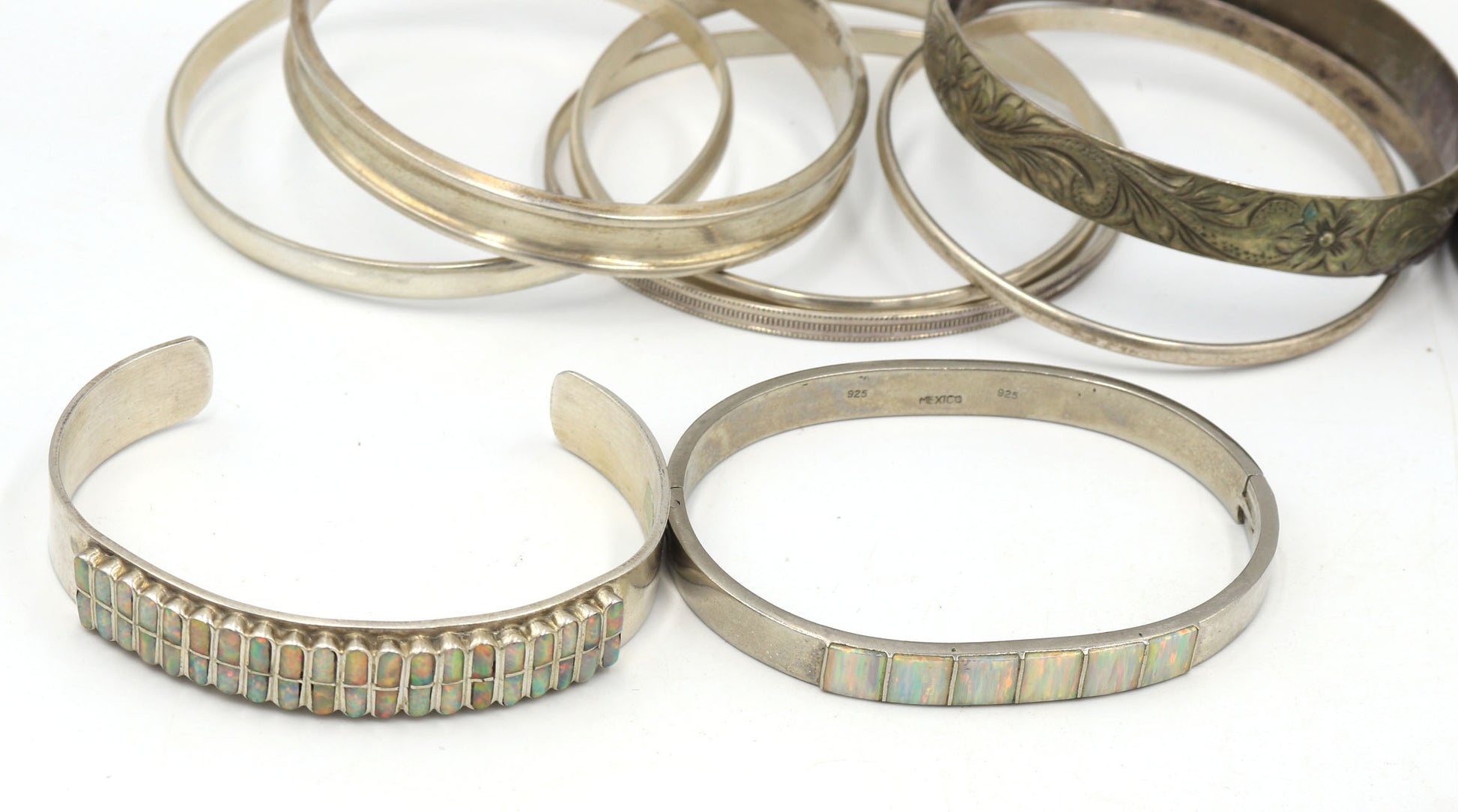 Big group lot of Vintage  925 sterling silver bangles