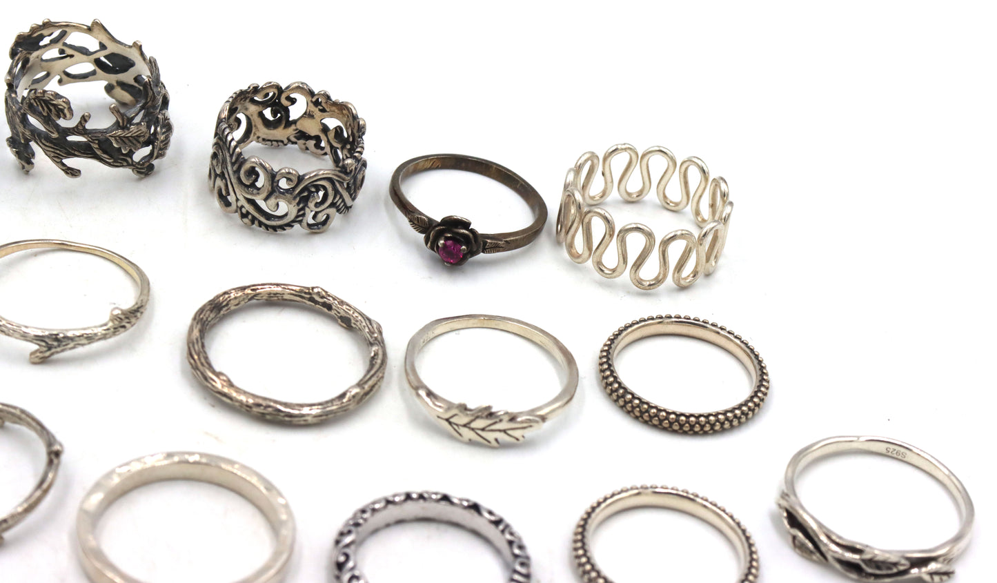 Group lot of Vintage 925 sterling silver rings