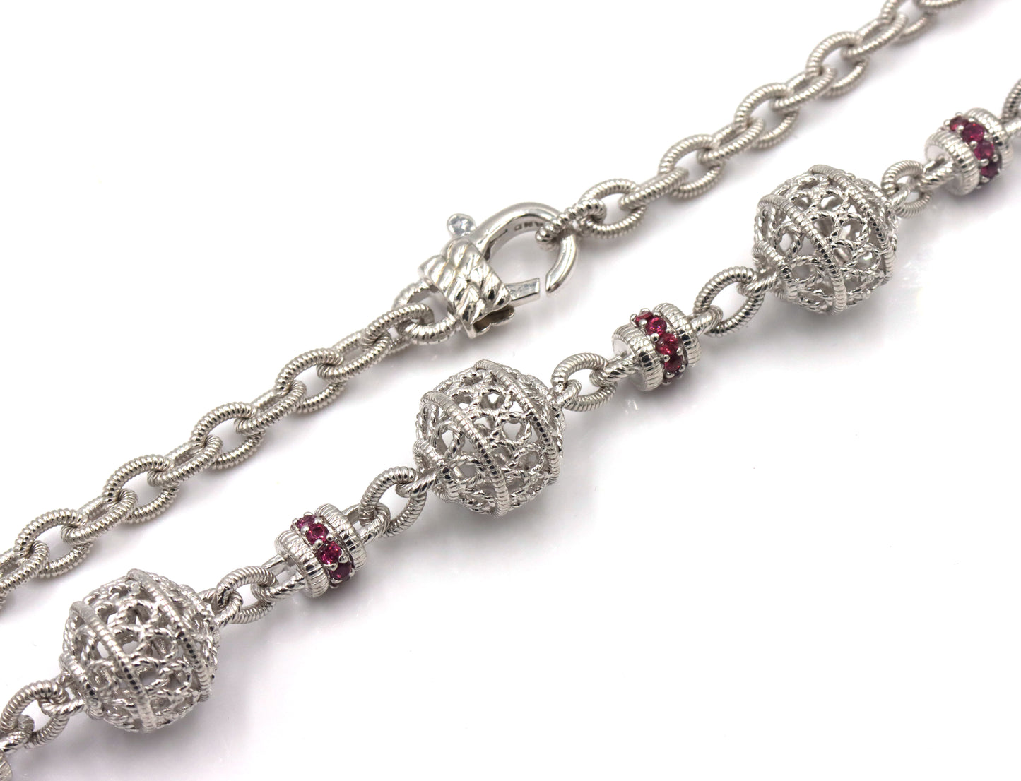 925 Sterling silver signed ball link chain necklace