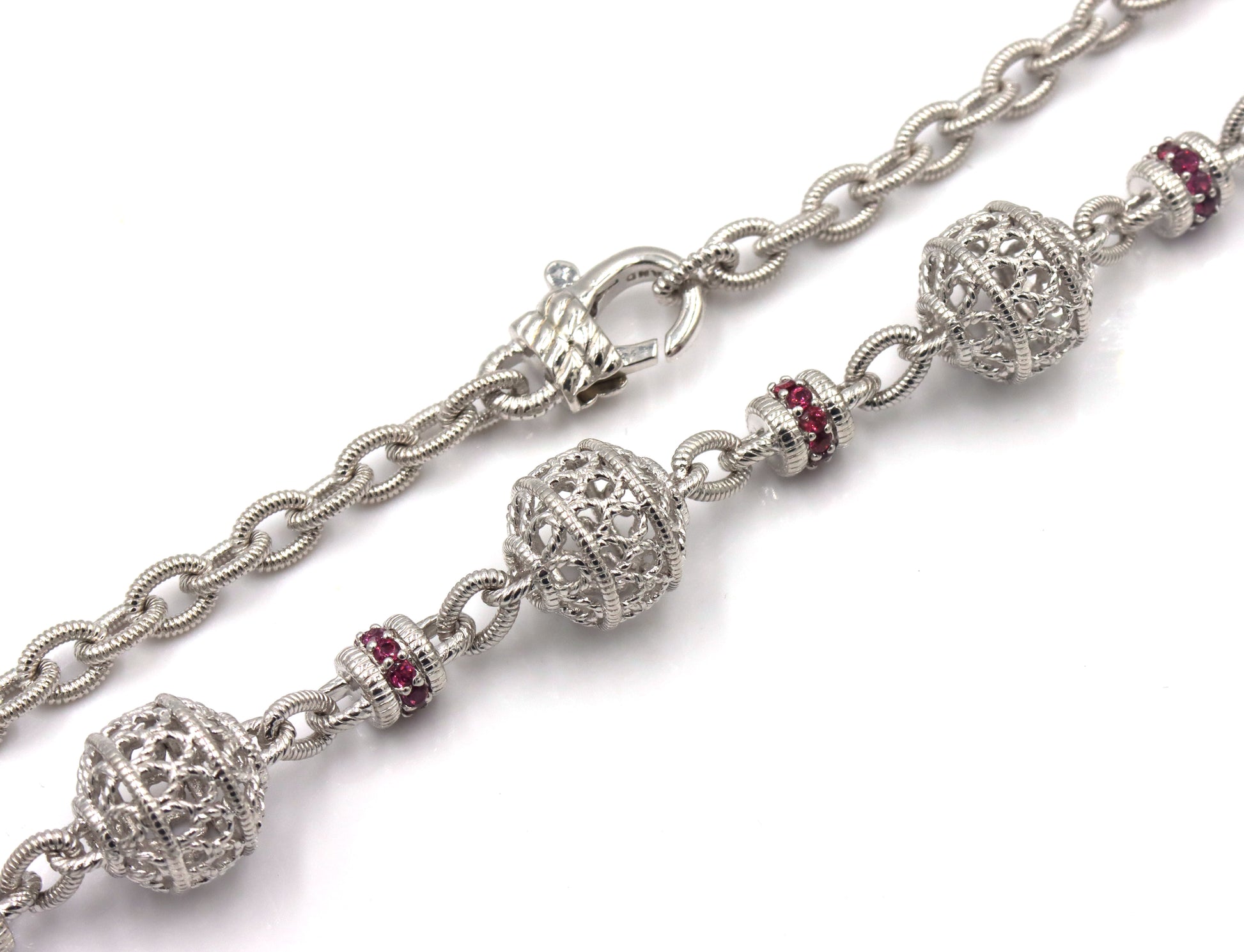 925 Sterling silver signed ball link chain necklace
