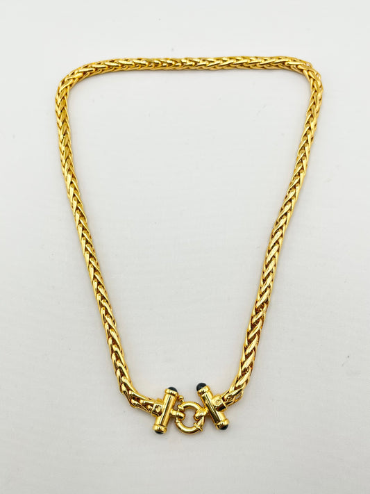 Italian 14KT Yellow Gold 5MM Franco Chain necklace With Black Onyx Springring Clasp