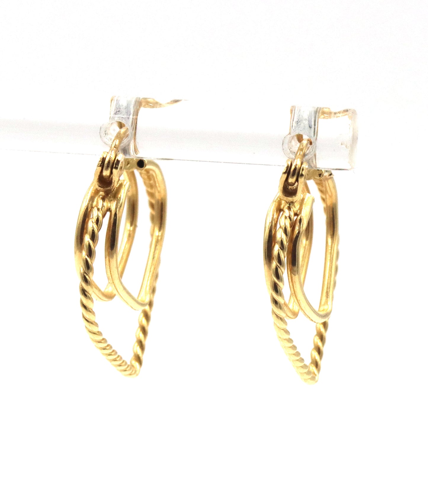 14kt Yellow gold double heart shaped earrings