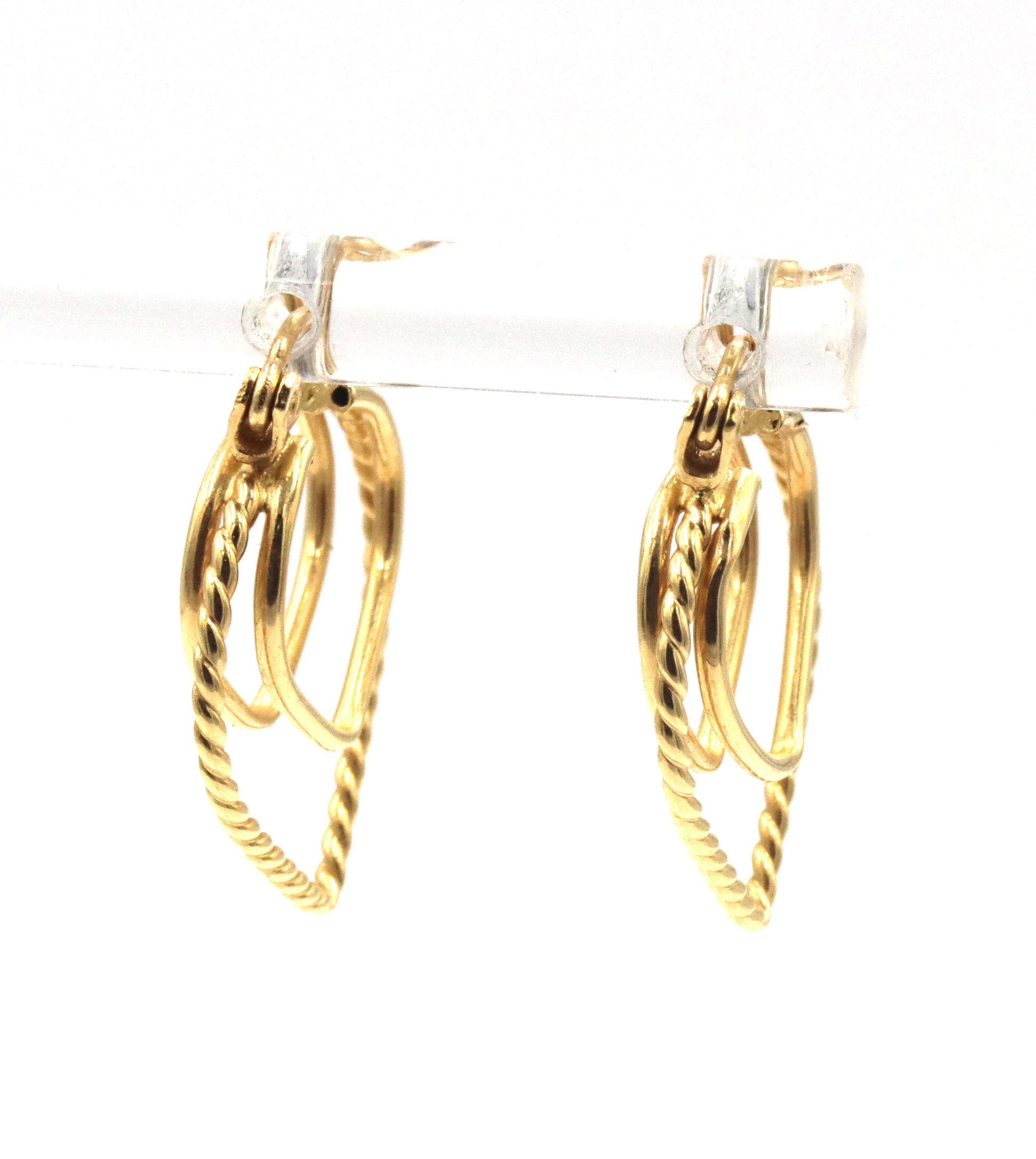 14kt Yellow gold double heart shaped earrings