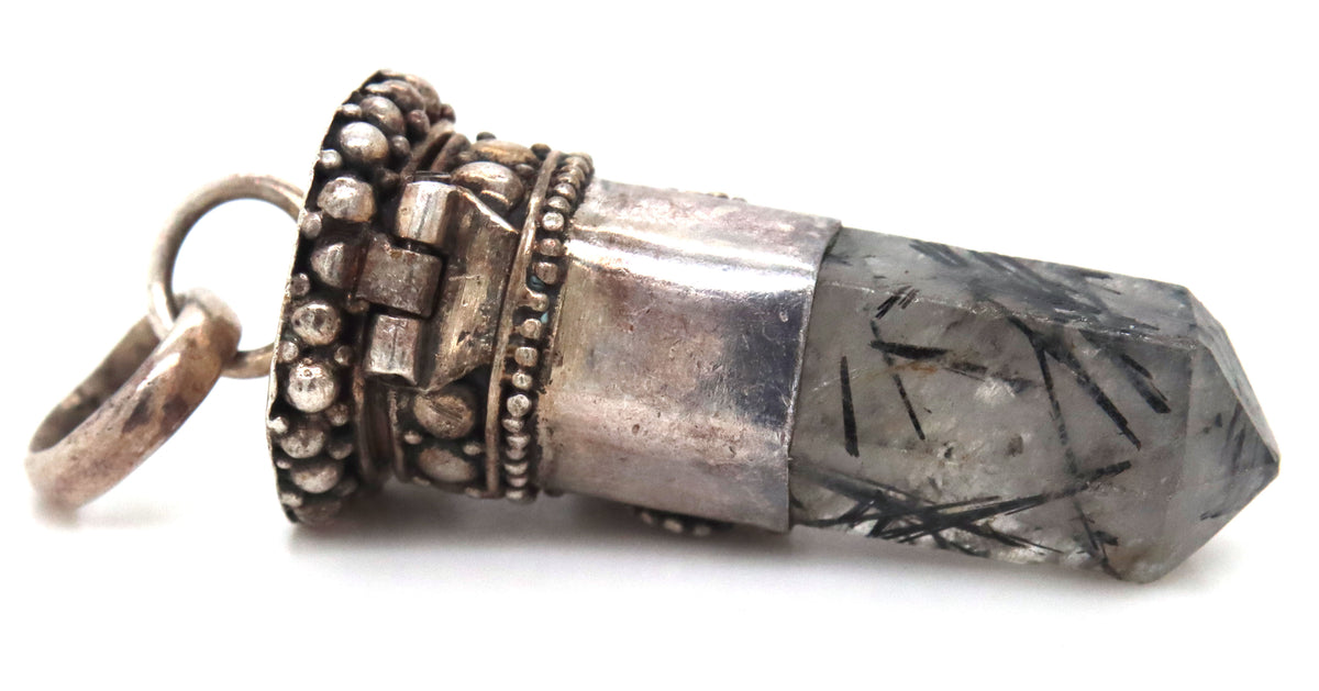 925 Sterling silver clear quartz locket box pendant charm