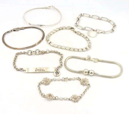 Group lot of 7 Vintage 925 sterling silver bracelets