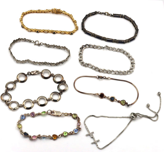 Vintage 925 sterling silver group lot of bracelets