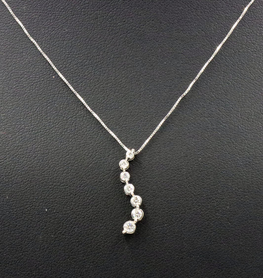 14kt White gold 0.15ctw diamond journey pendant on chain