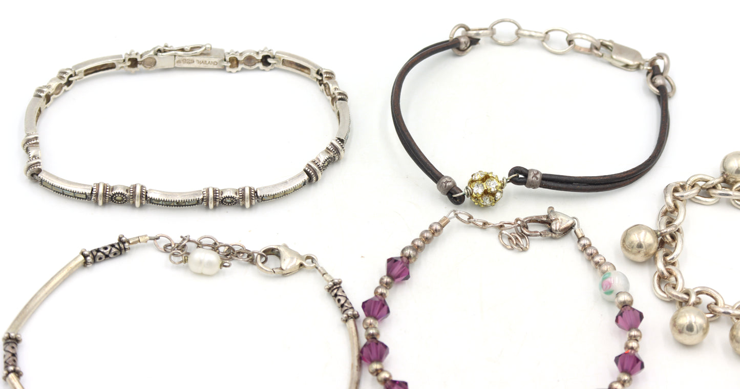 Group lot of 7 Vintage 925 sterling silver bracelets