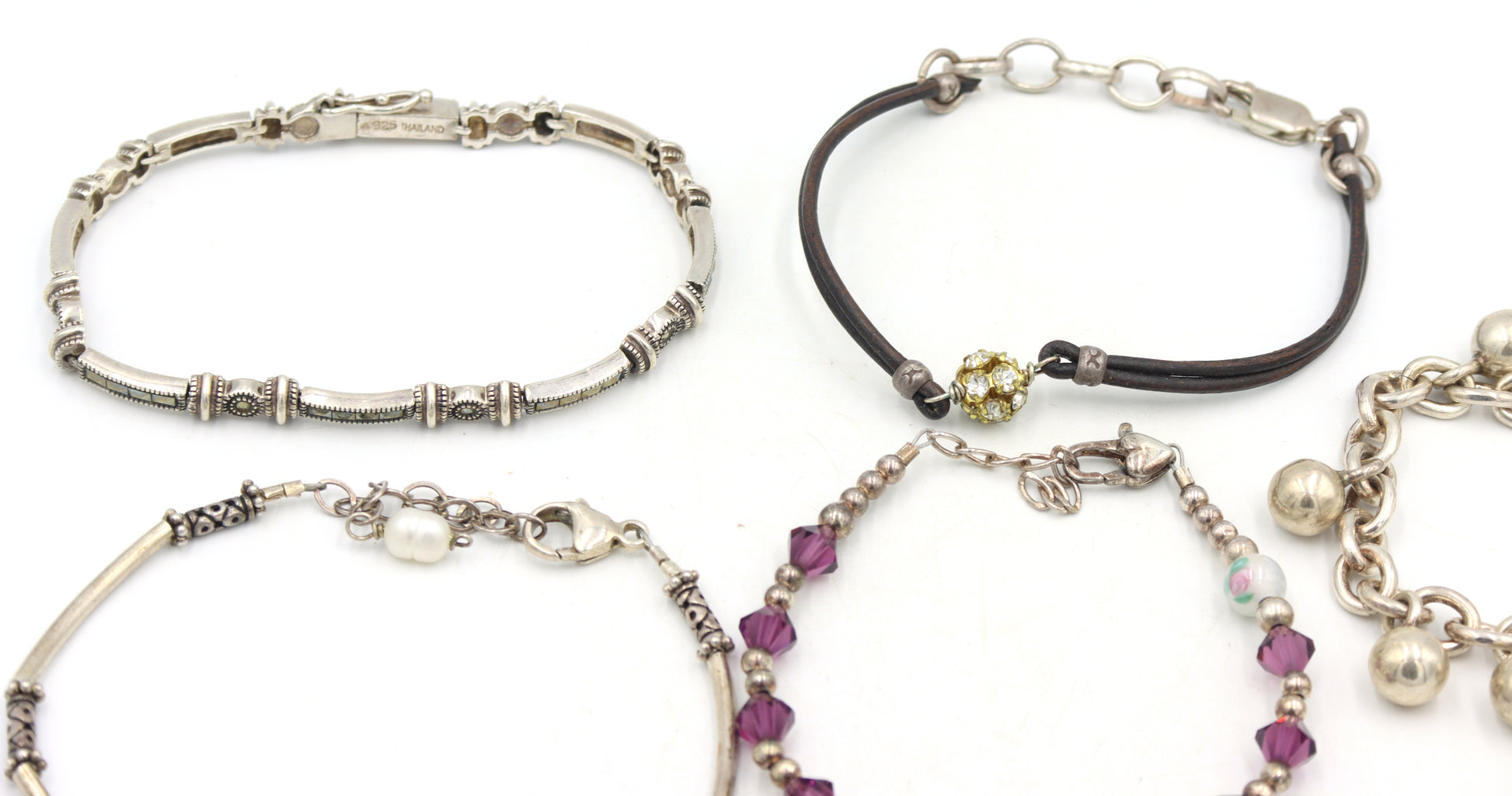 Group lot of 7 Vintage 925 sterling silver bracelets
