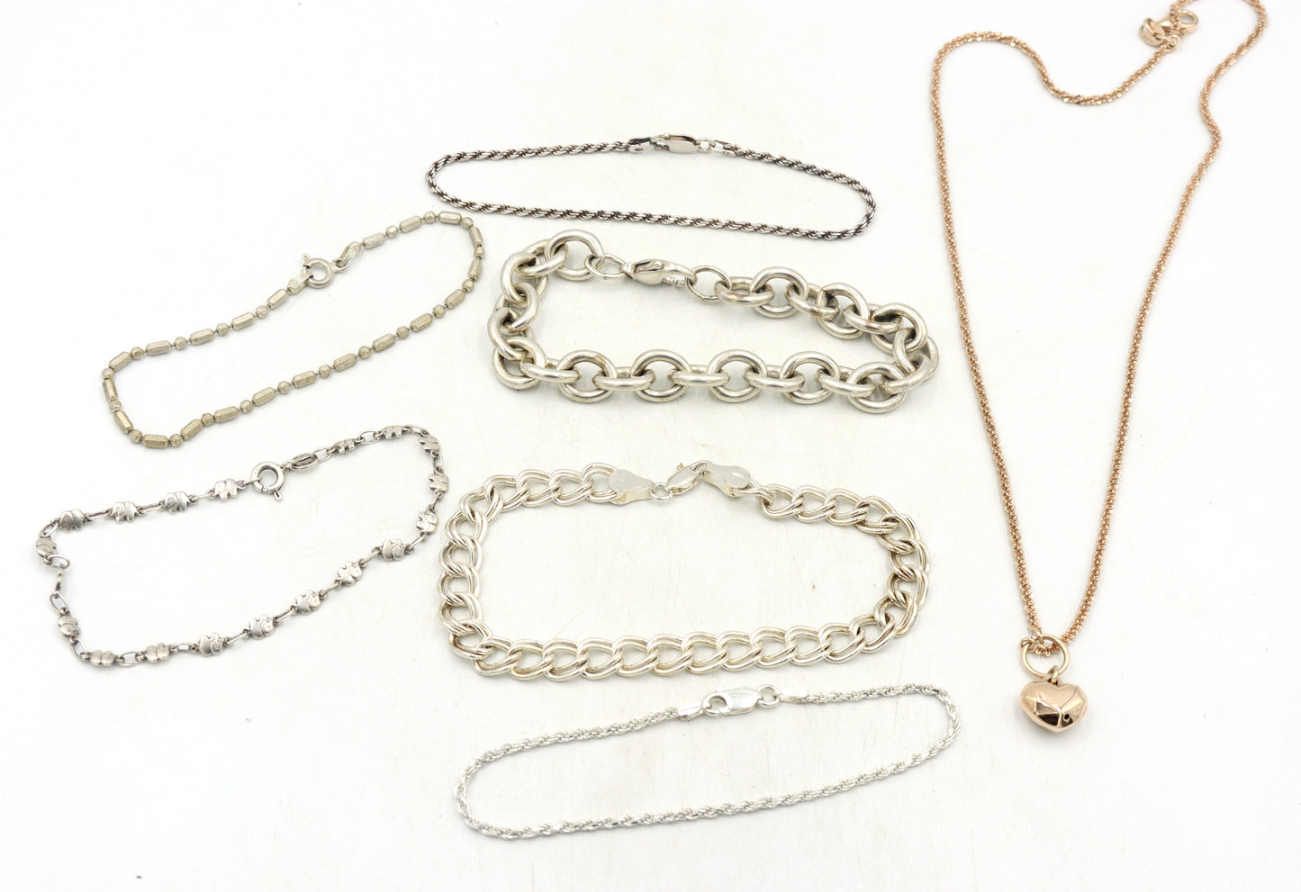 Group lot of 6 Vintage 925 sterling silver bracelets and necklace