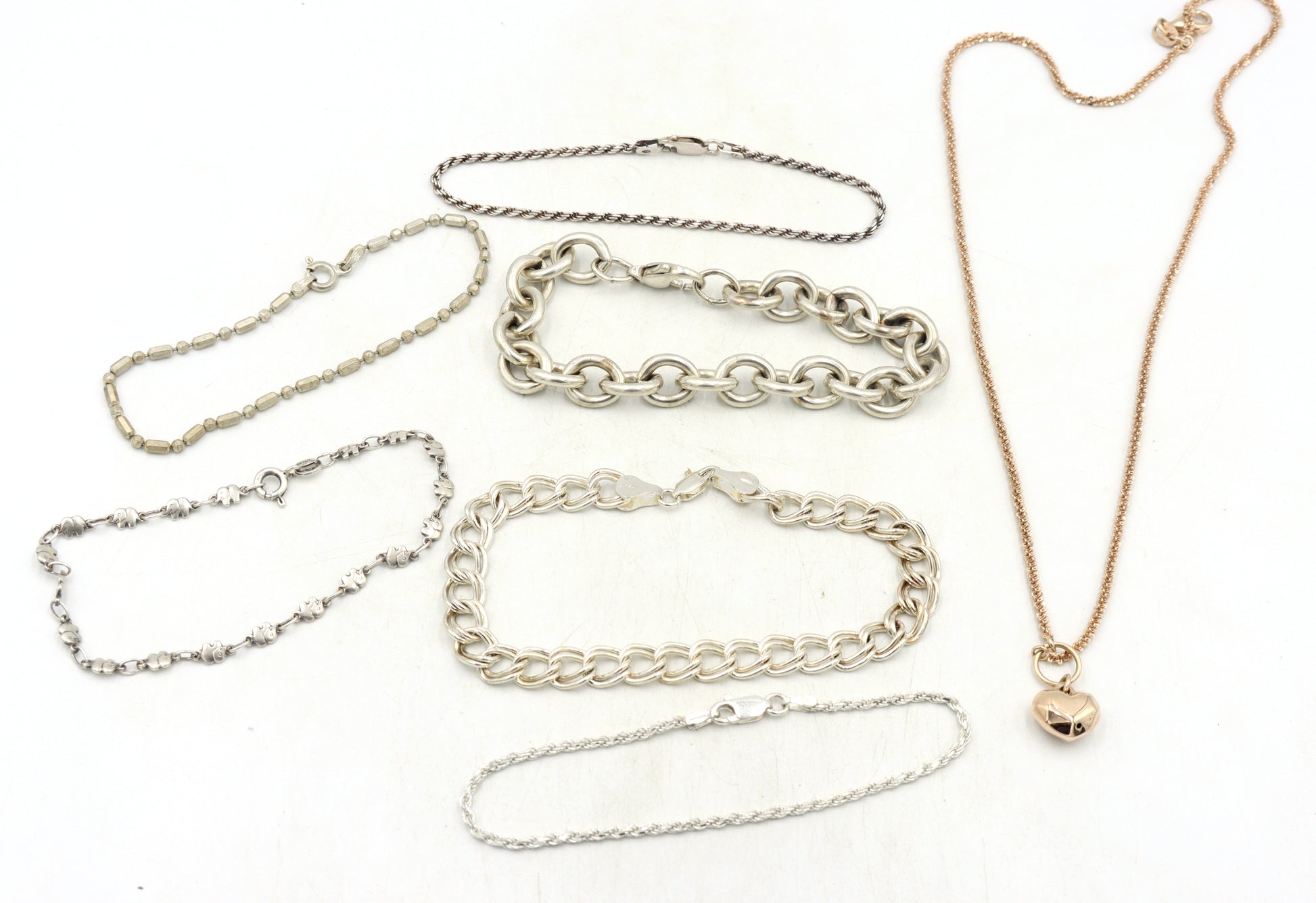 Group lot of 6 Vintage 925 sterling silver bracelets and necklace