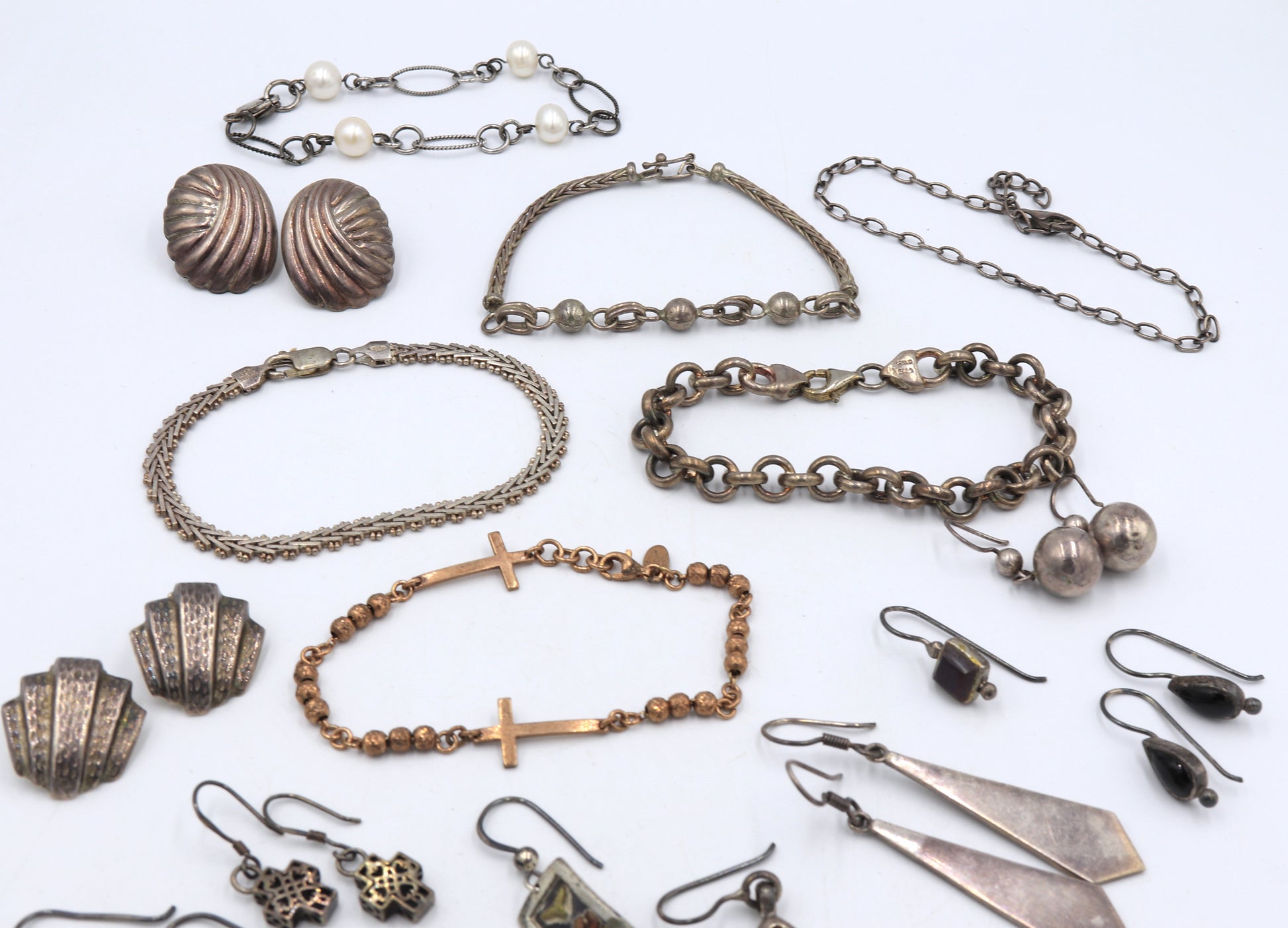 Group lot of Vintage 925 sterling silver miscellaneous jewellery