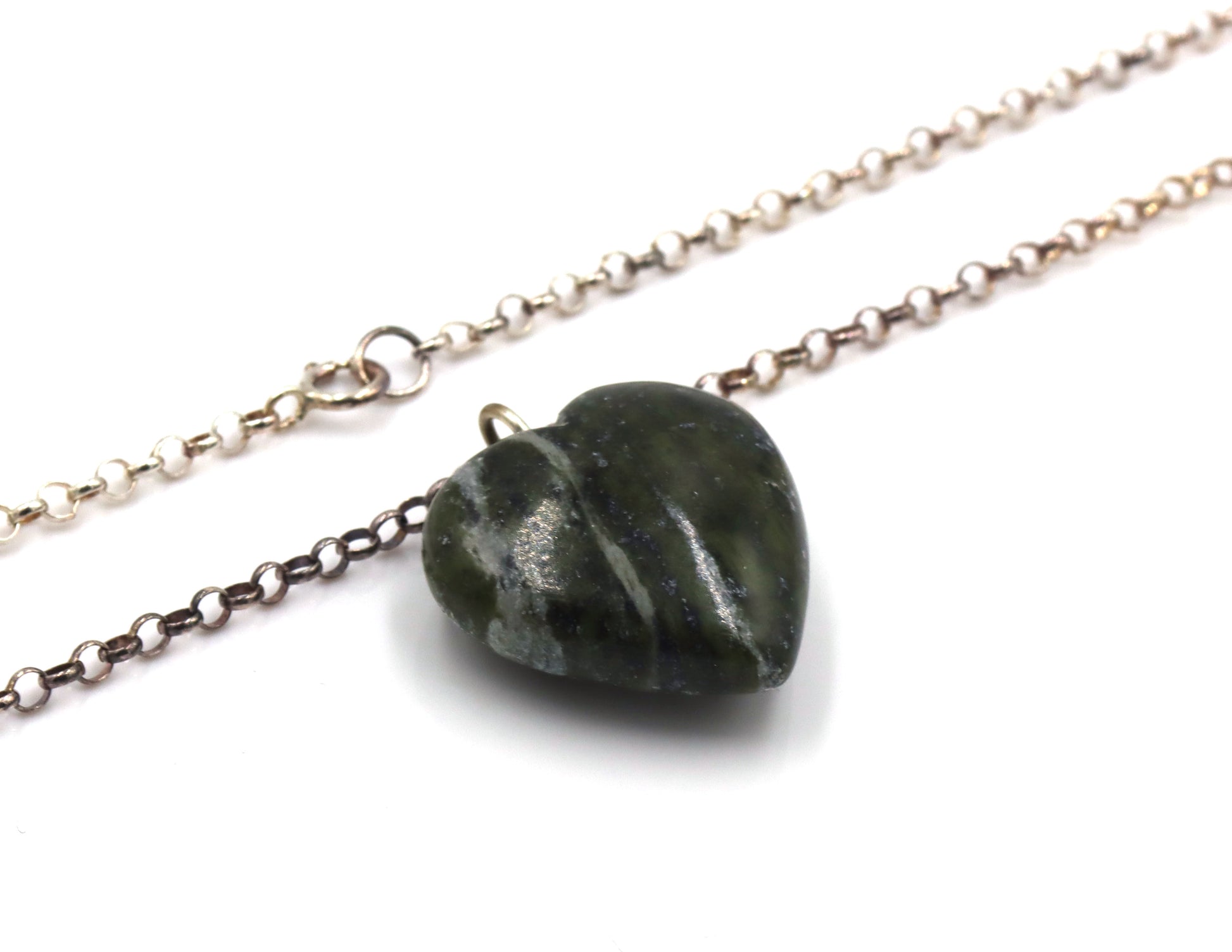 925 Sterling silver heart shaped gemstone pendant on chain