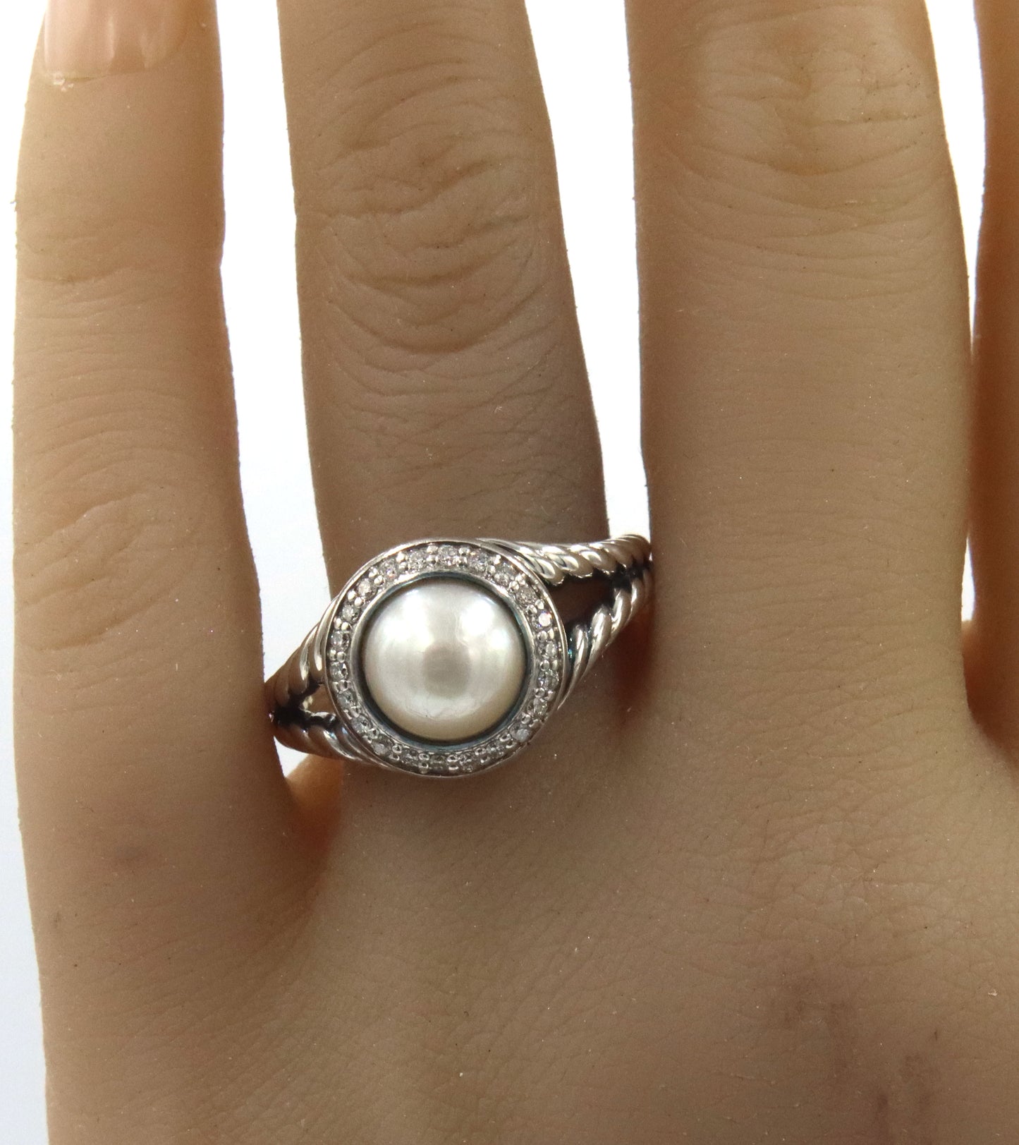 David Yurman pearl and diamond ring