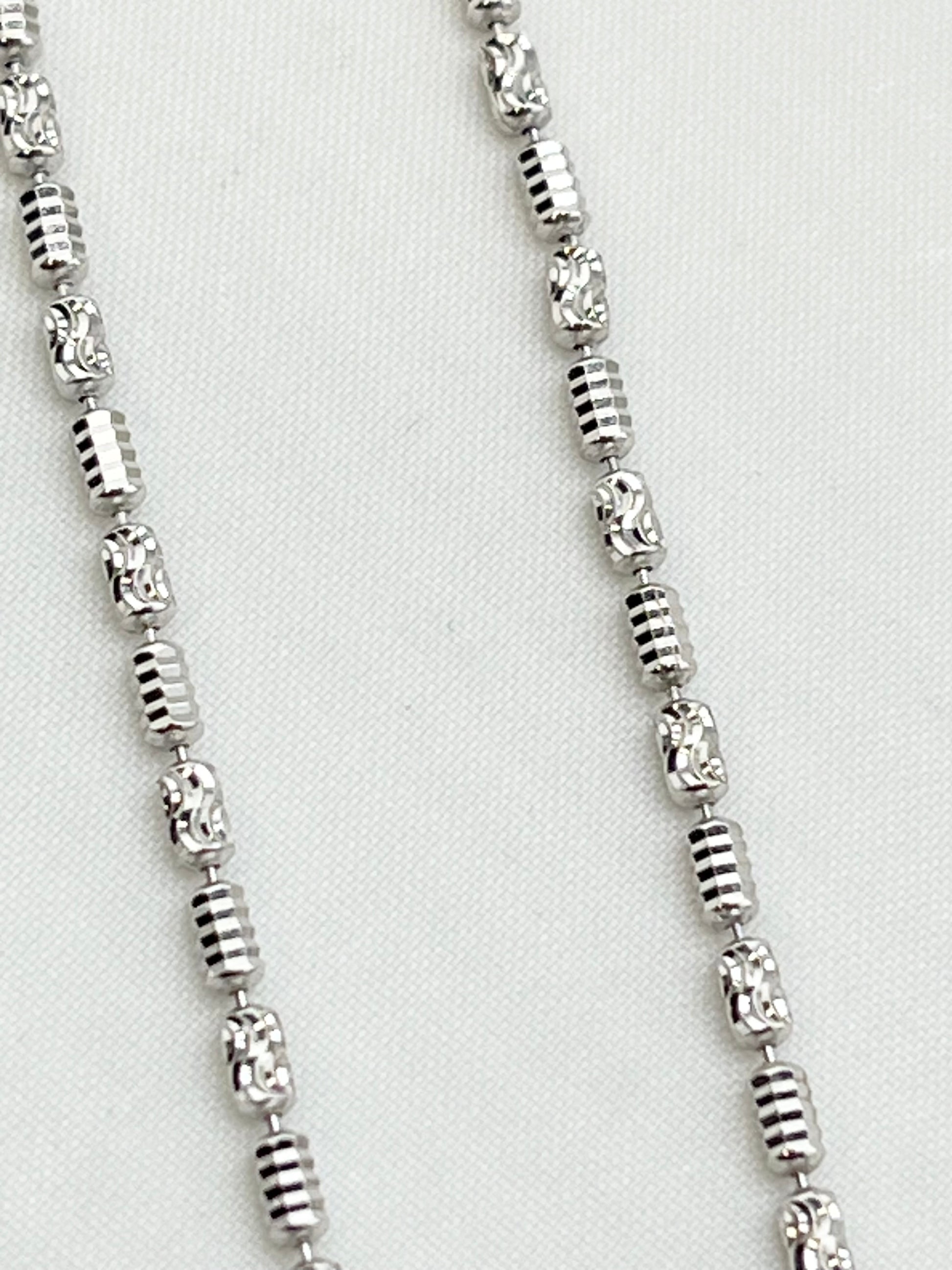 925 Sterling Silver Diamond Cut Barrel Link Chain Necklace