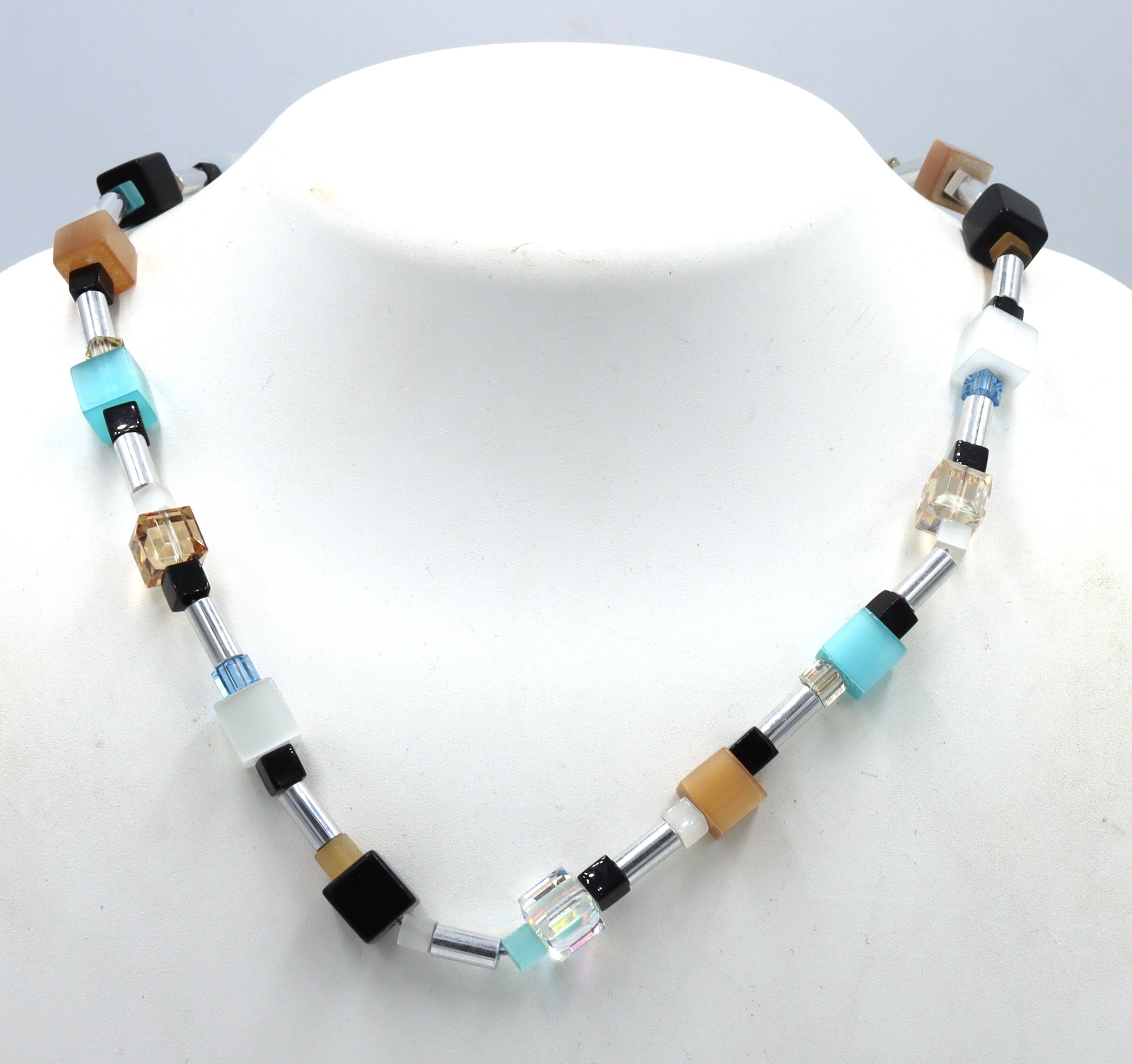 Multi color crystal necklace in sterling silver