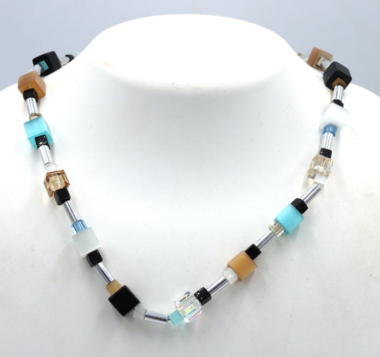 Multi color crystal necklace in sterling silver