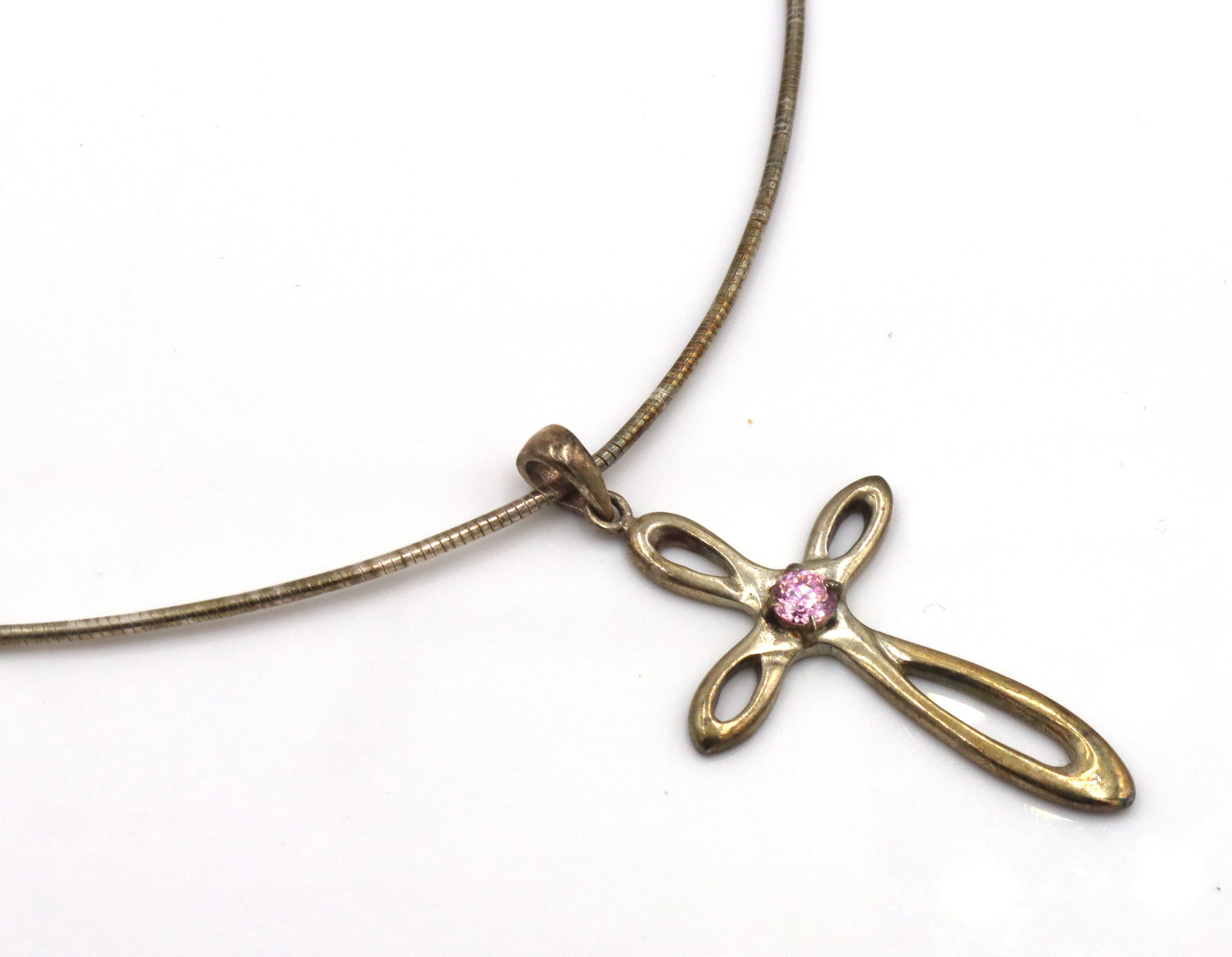 925 Sterling silver Cross pendant on Italian omega chain
