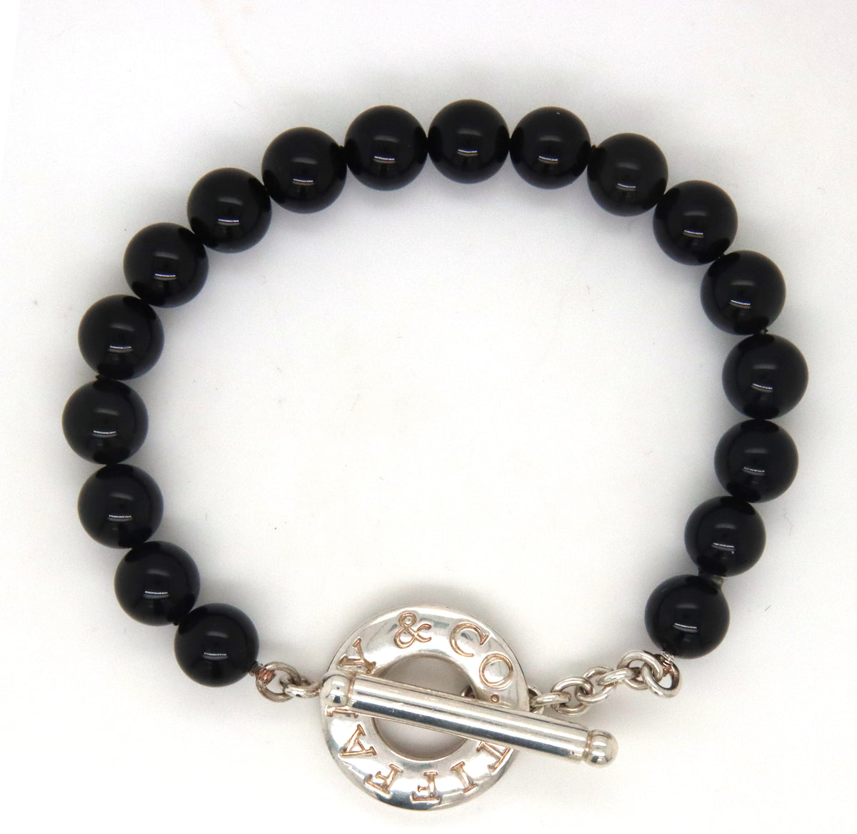 Tiffany & co black onyx beaded bracelet with toggle clasp