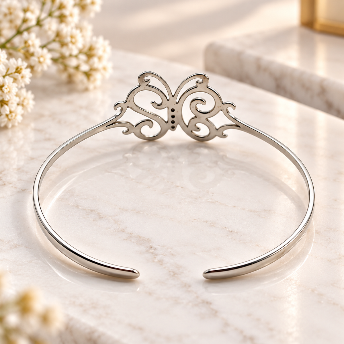 925 Sterling Silver Butterfly Cuff Bracelet