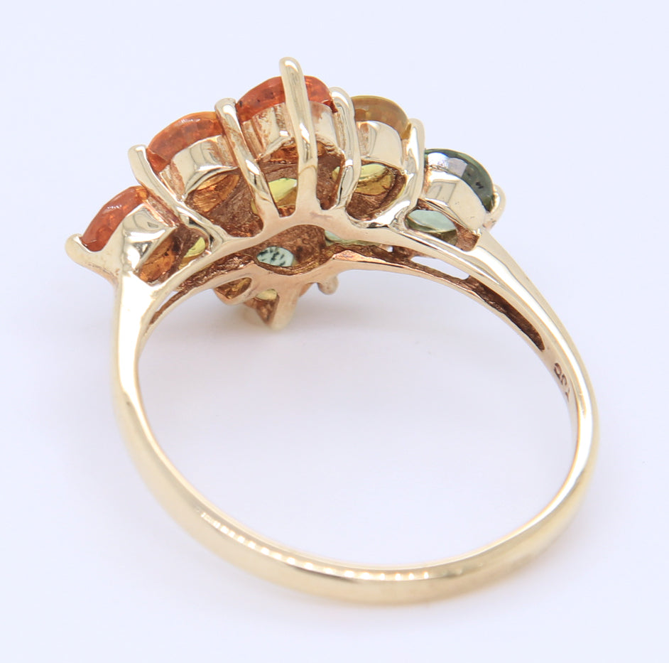 Charming Yellow Gold Multi Color Topaz Ring