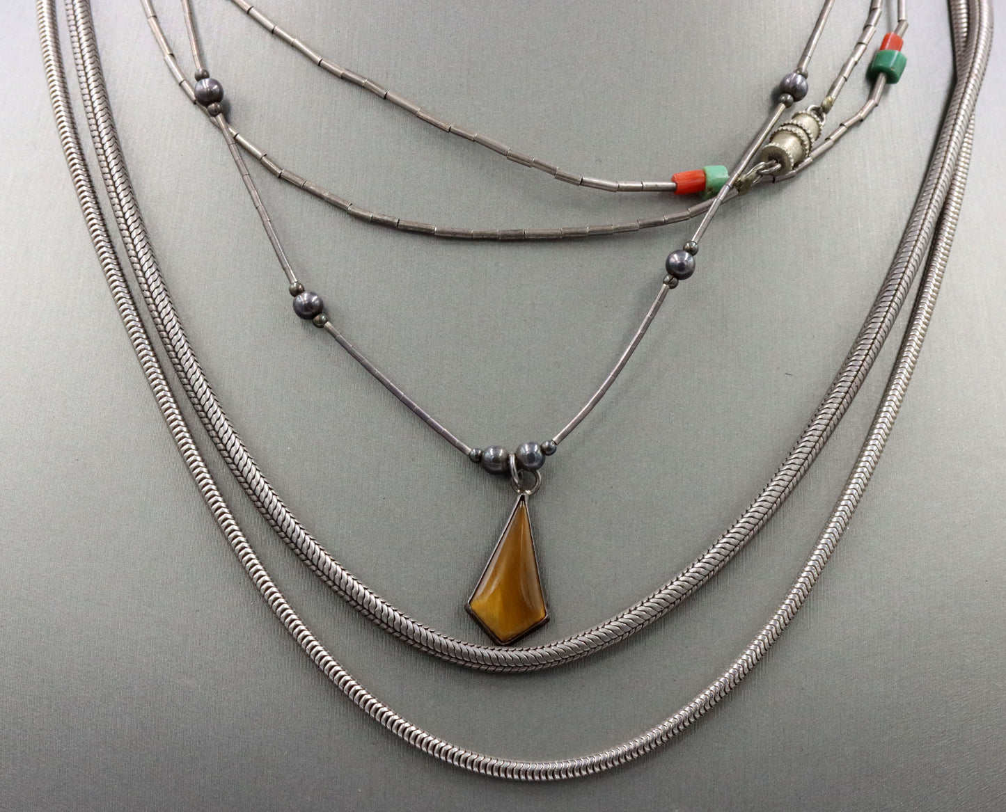 Vintage 925 sterling silver group lot of 4 necklaces