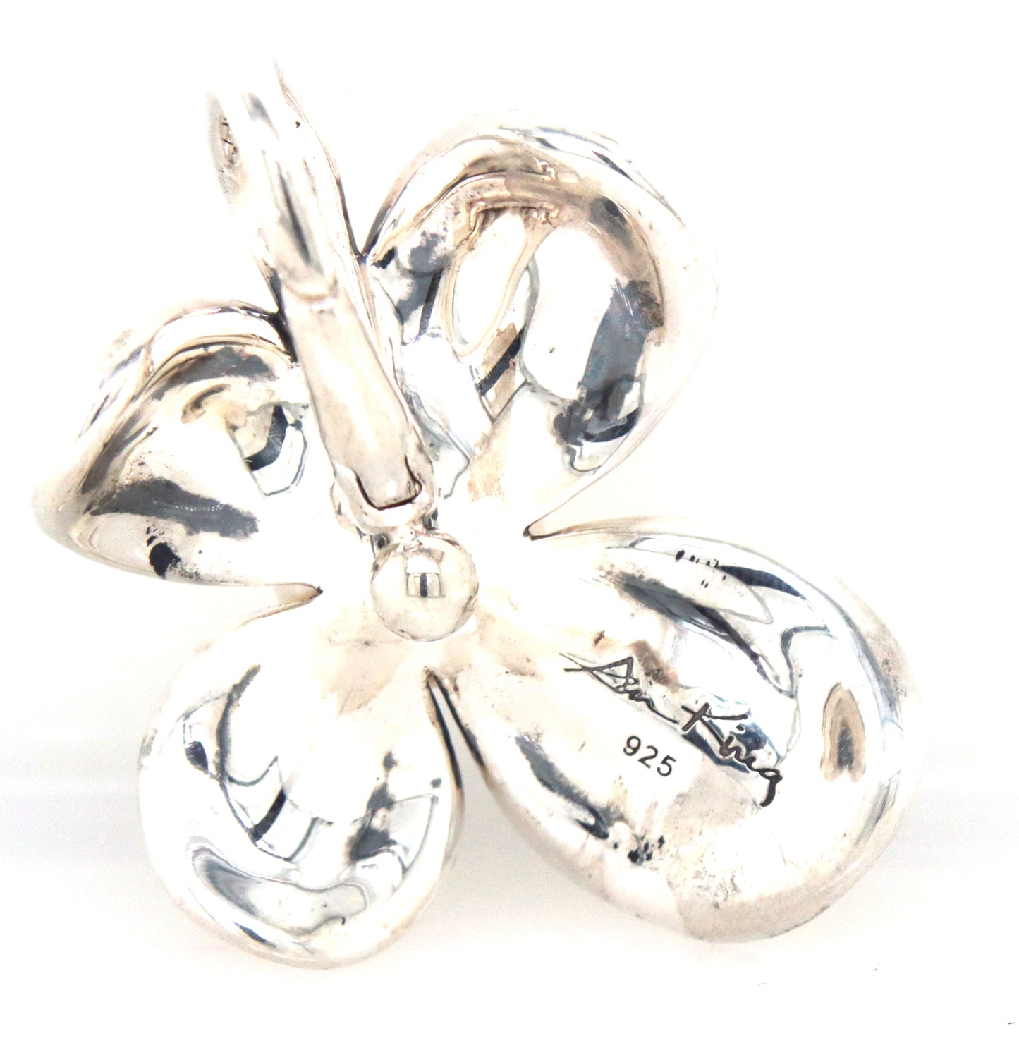 925 Sterling silver signed fresh water pearl flower pendant