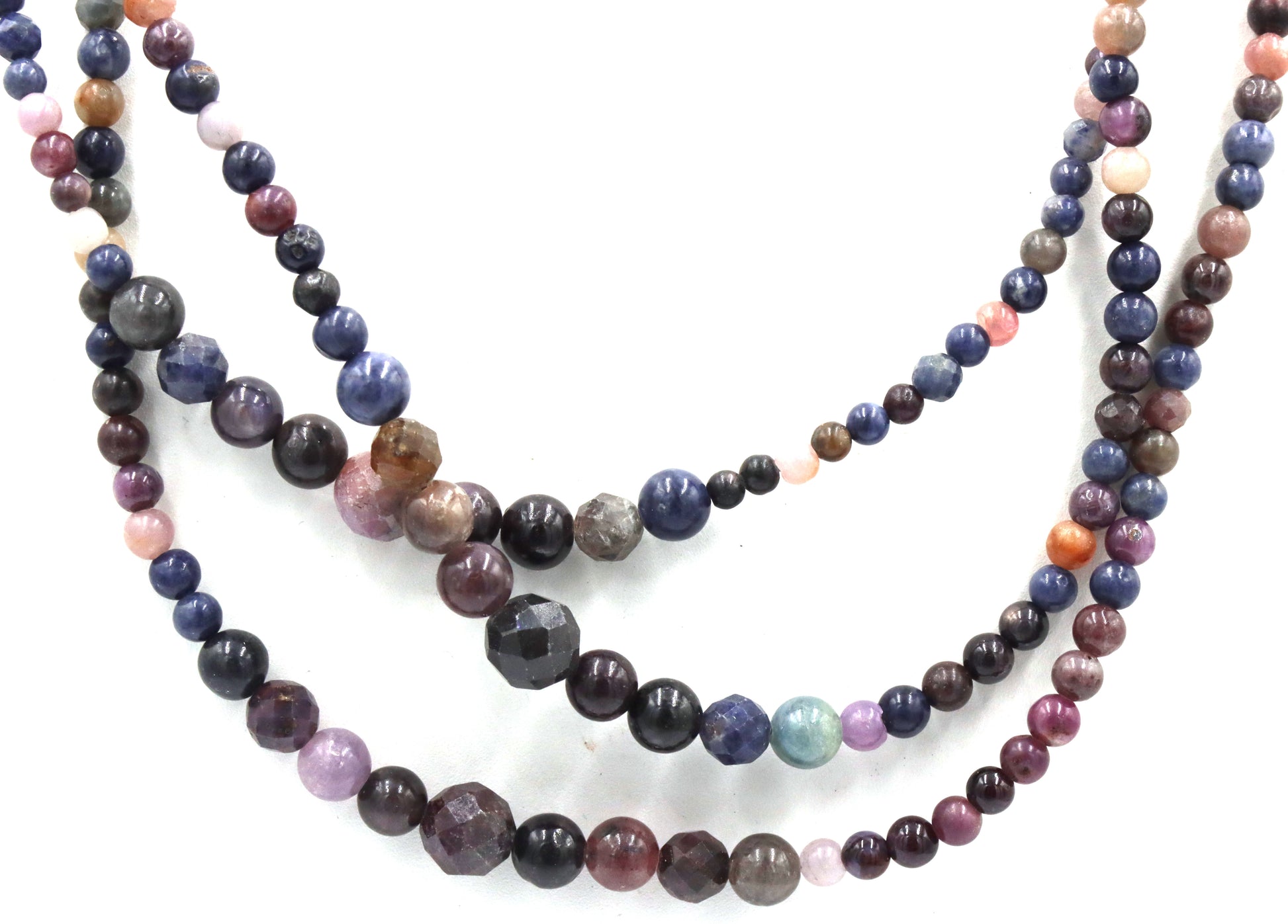 Multi color gemstone 3 strand necklace