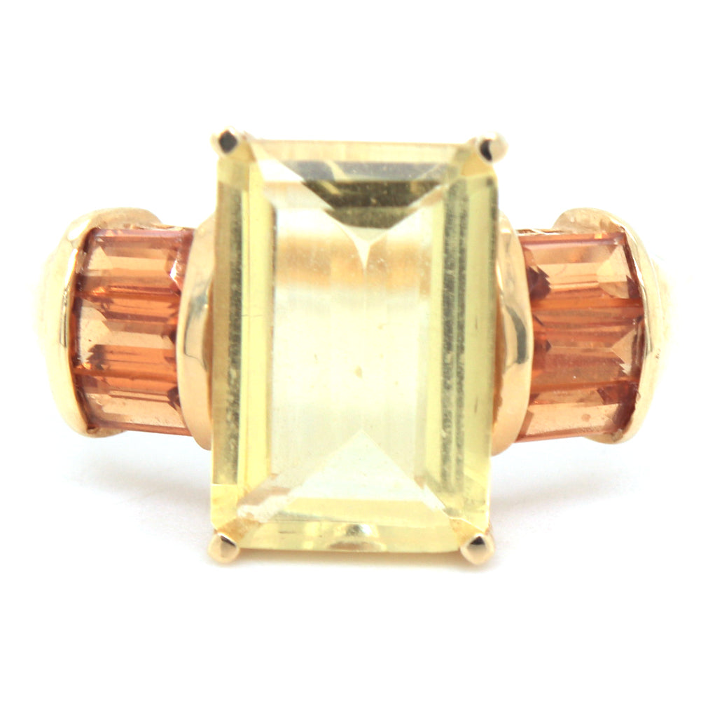 14kt Yellow gold quartz and sapphire ring