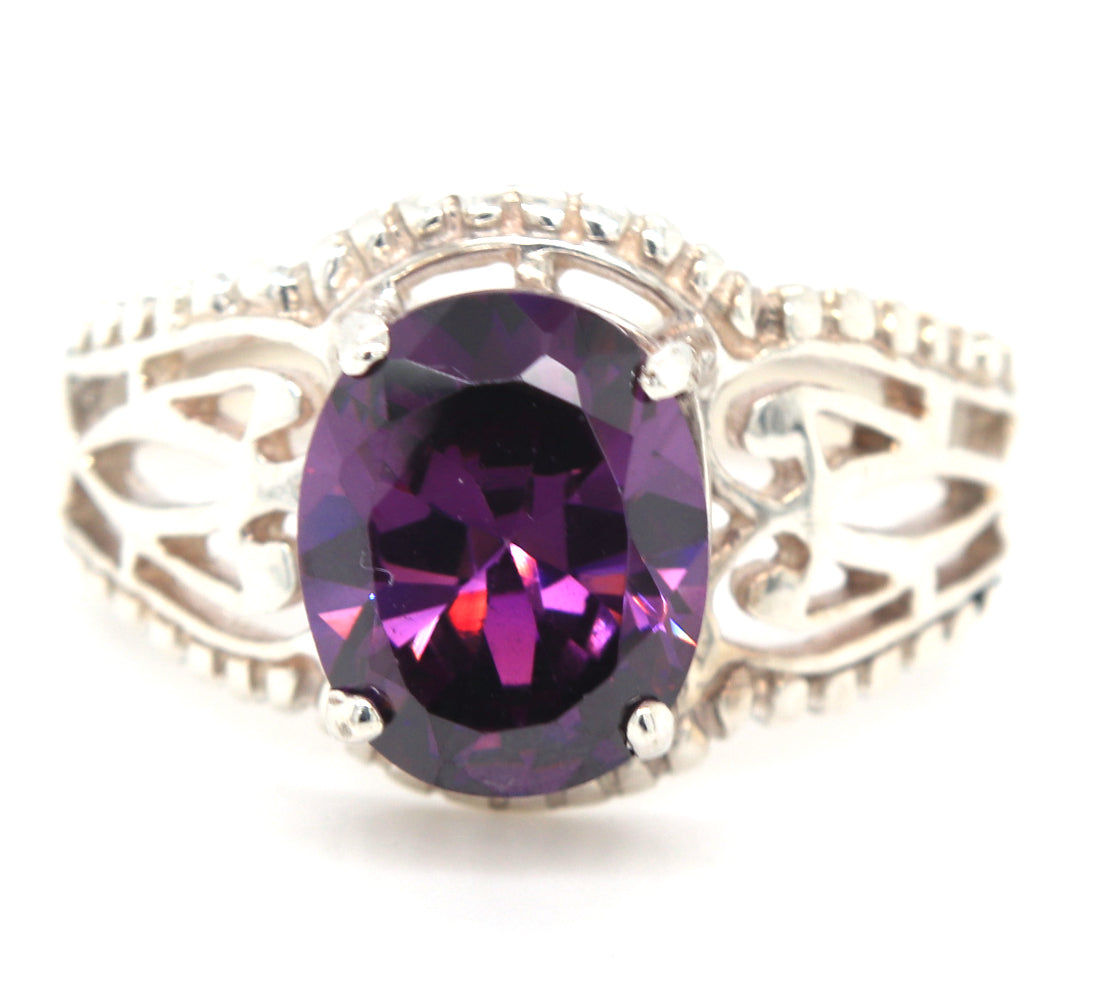 925 Sterling silver Synthetic Amethyst ring