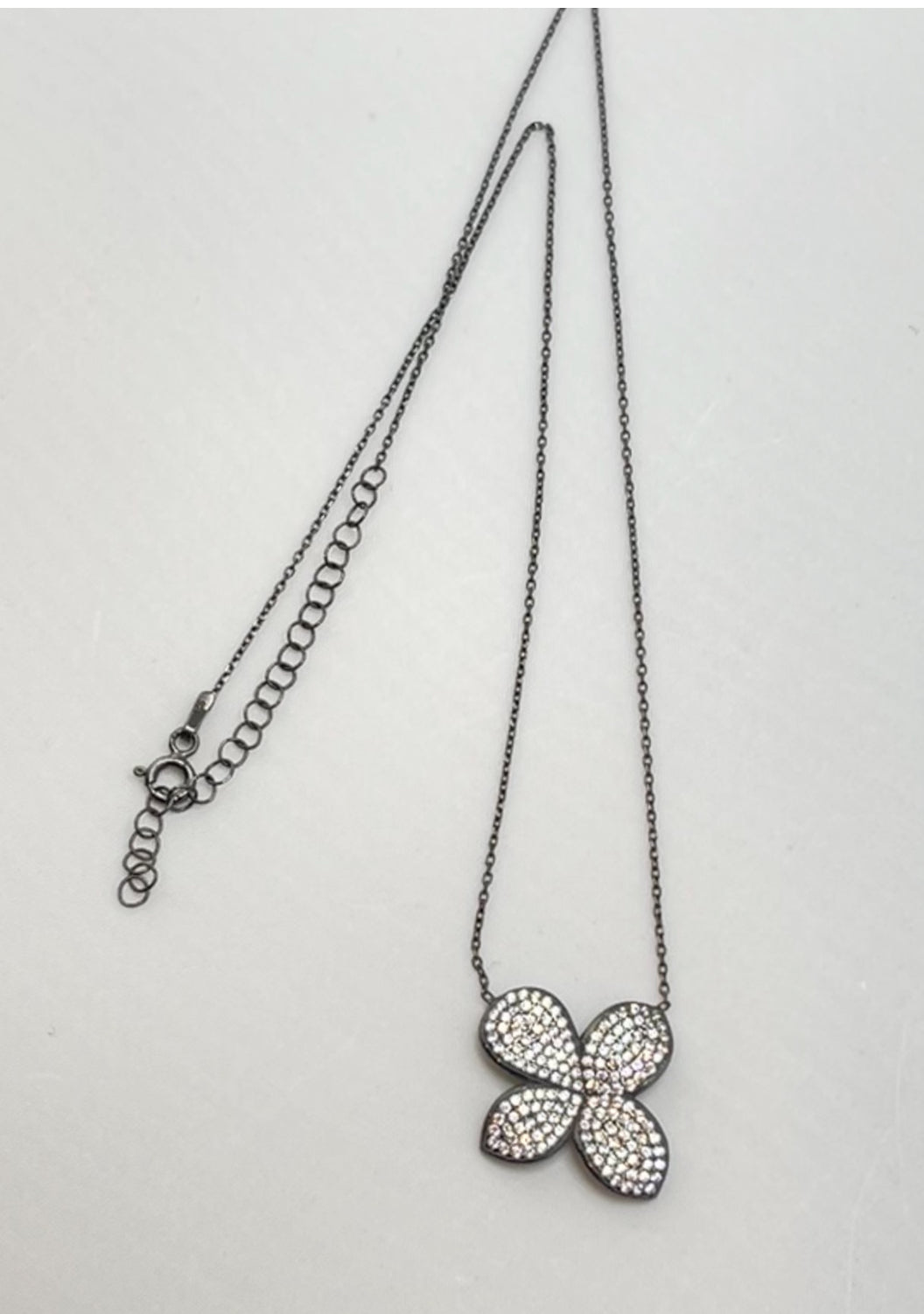 925 Black Rhodium Sterling Silver Fiore Pendant Necklace