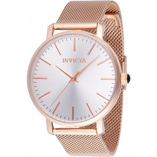 Invicta Angel Women's Rose Gold-Tone Mesh Bracelet Watch – Silver Dial