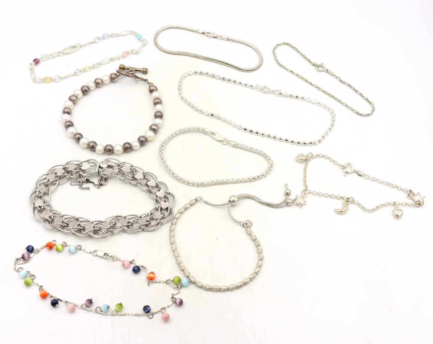 Group lot of 10 vintage 925 sterling silver bracelets