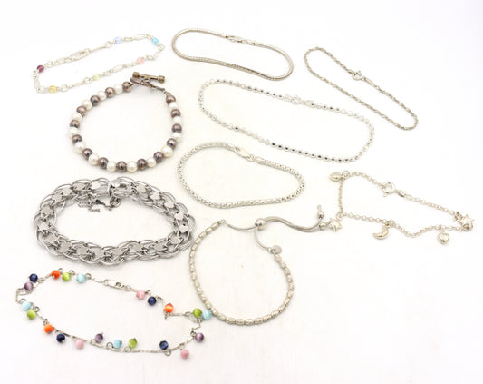 Group lot of 10 vintage 925 sterling silver bracelets